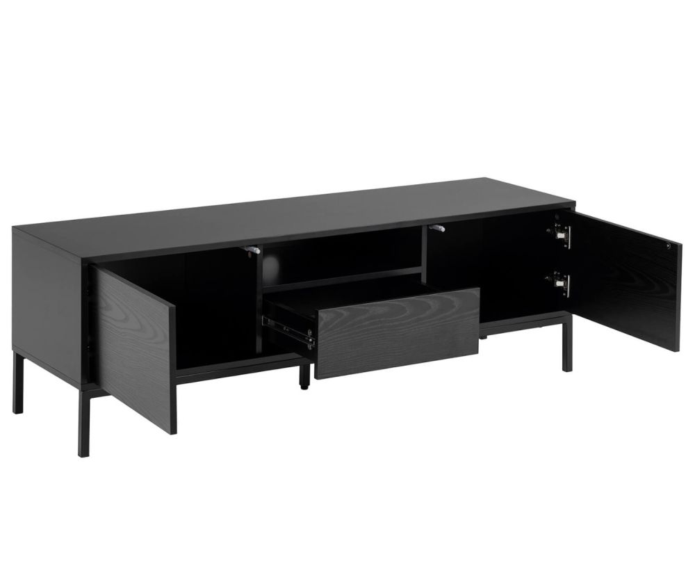 Seaford Ash Black 2 Door and 1 Drawer TV Unit 