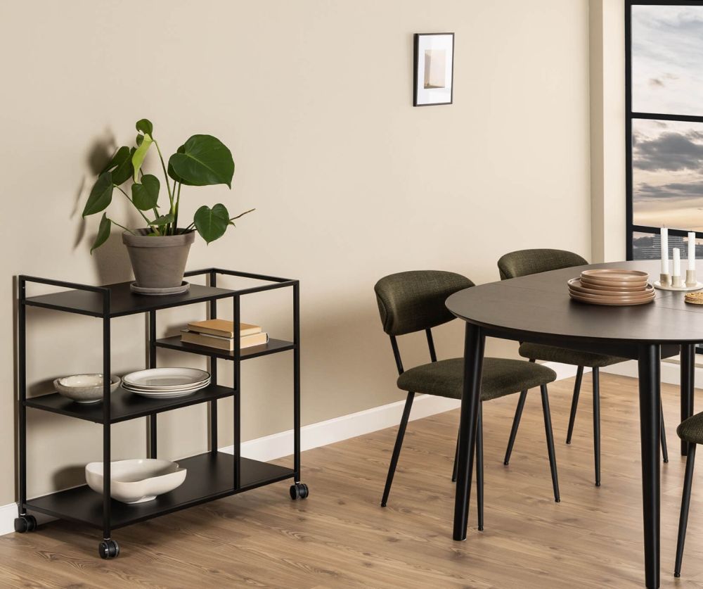 Newcastle Matt Black Serving Trolley 