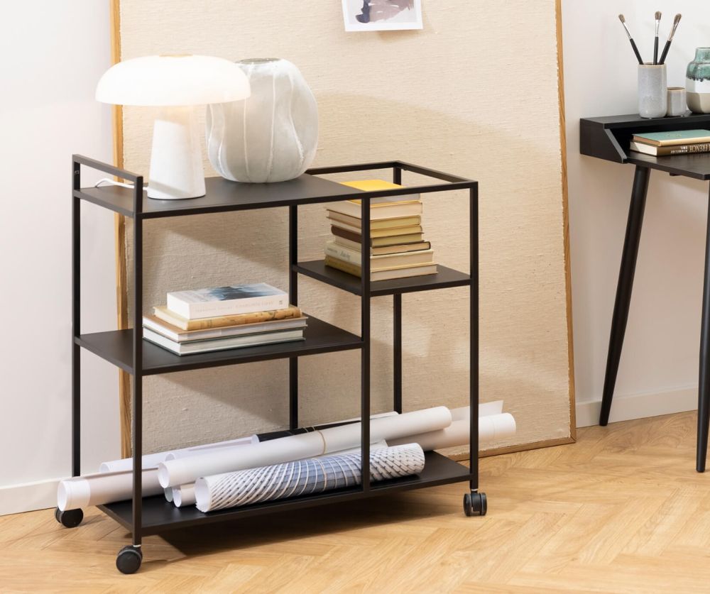 Newcastle Matt Black Serving Trolley 