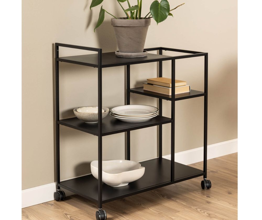 Newcastle Matt Black Serving Trolley 