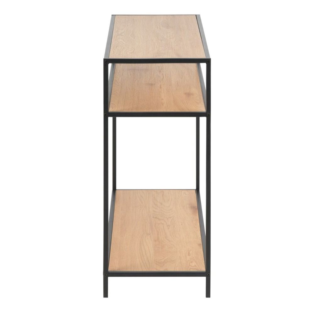 Seaford Black and Oak Console Table With 2 Shelves(W100)
