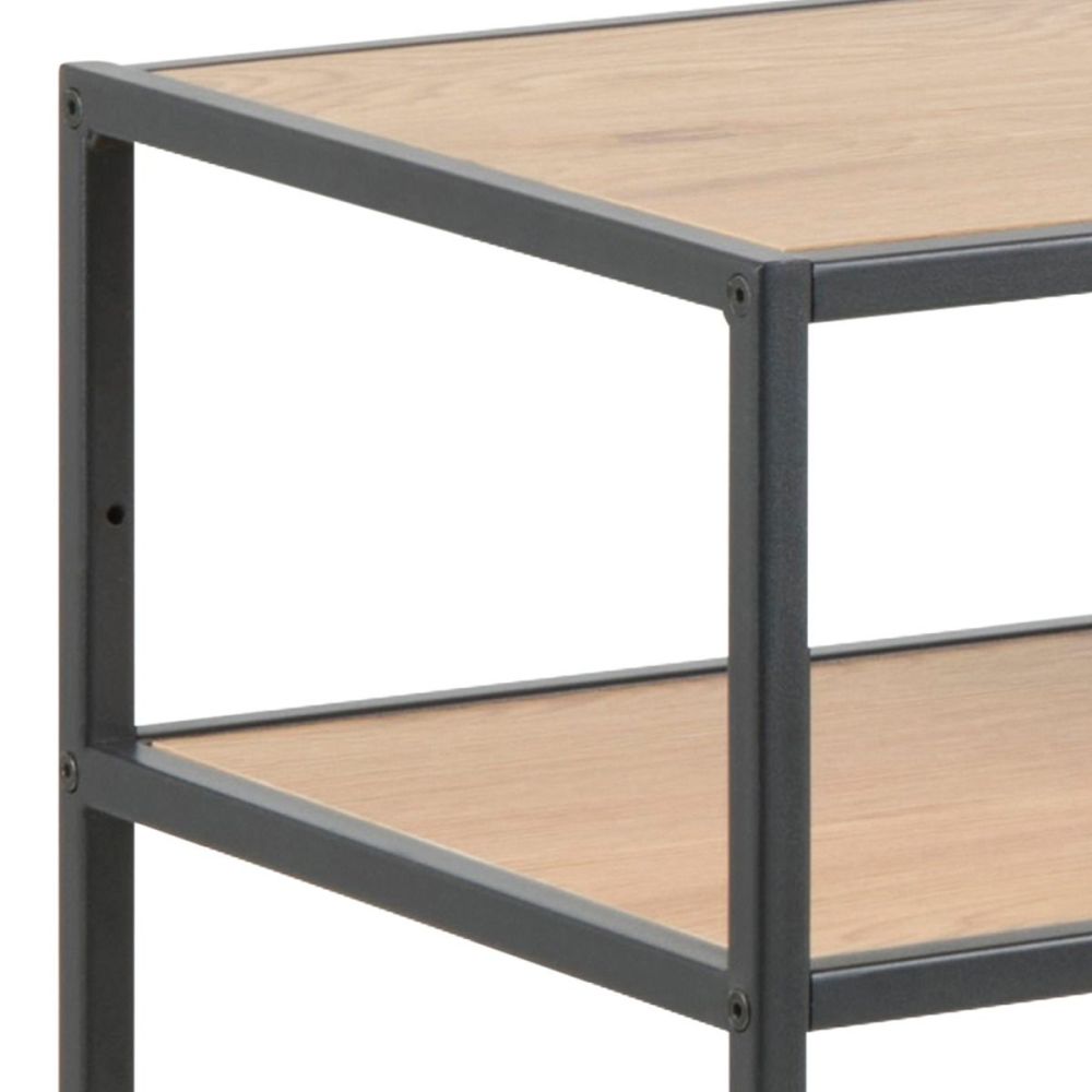 Seaford Black and Oak Console Table With 2 Shelves(W100)