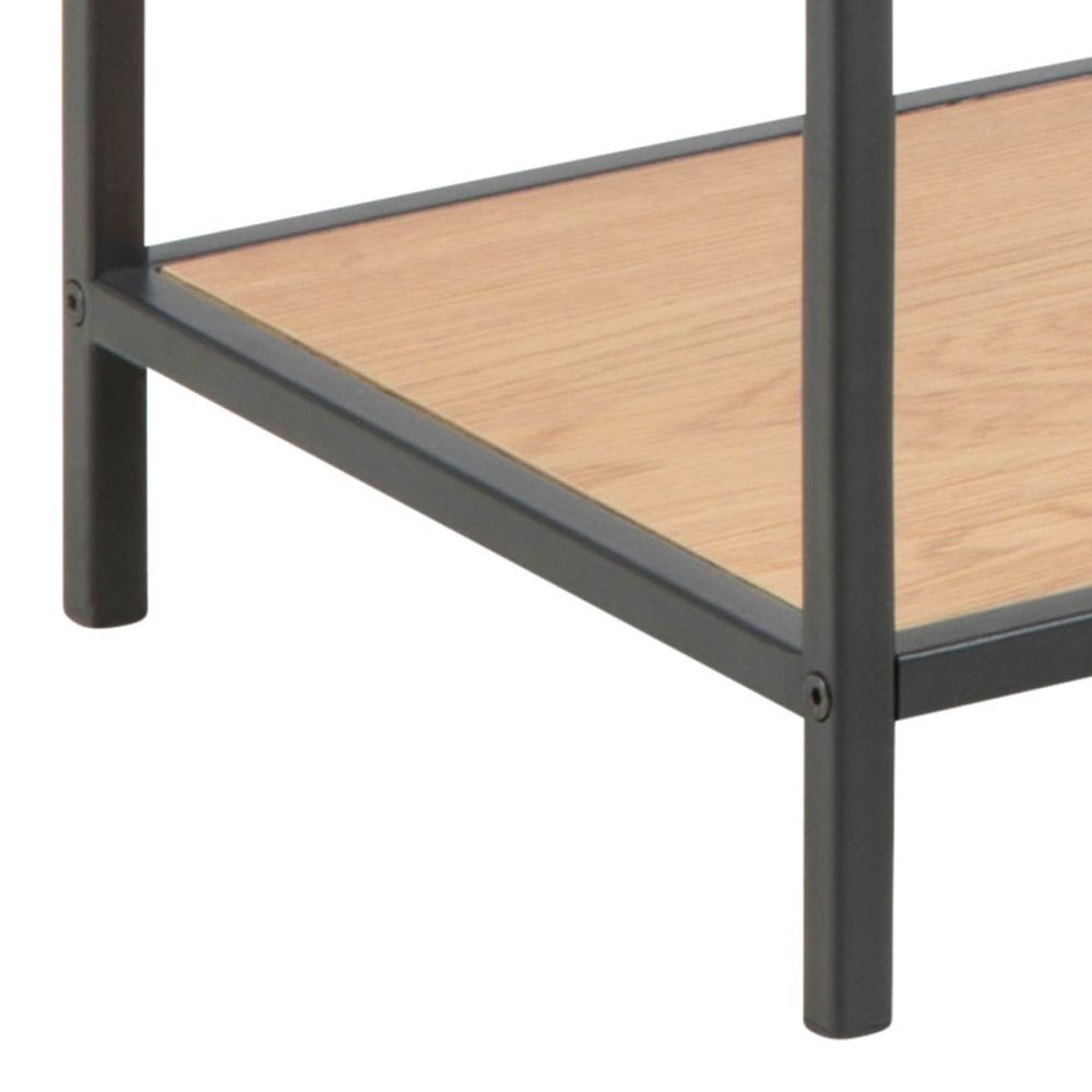 Seaford Black and Oak Console Table With 2 Shelves(W100)