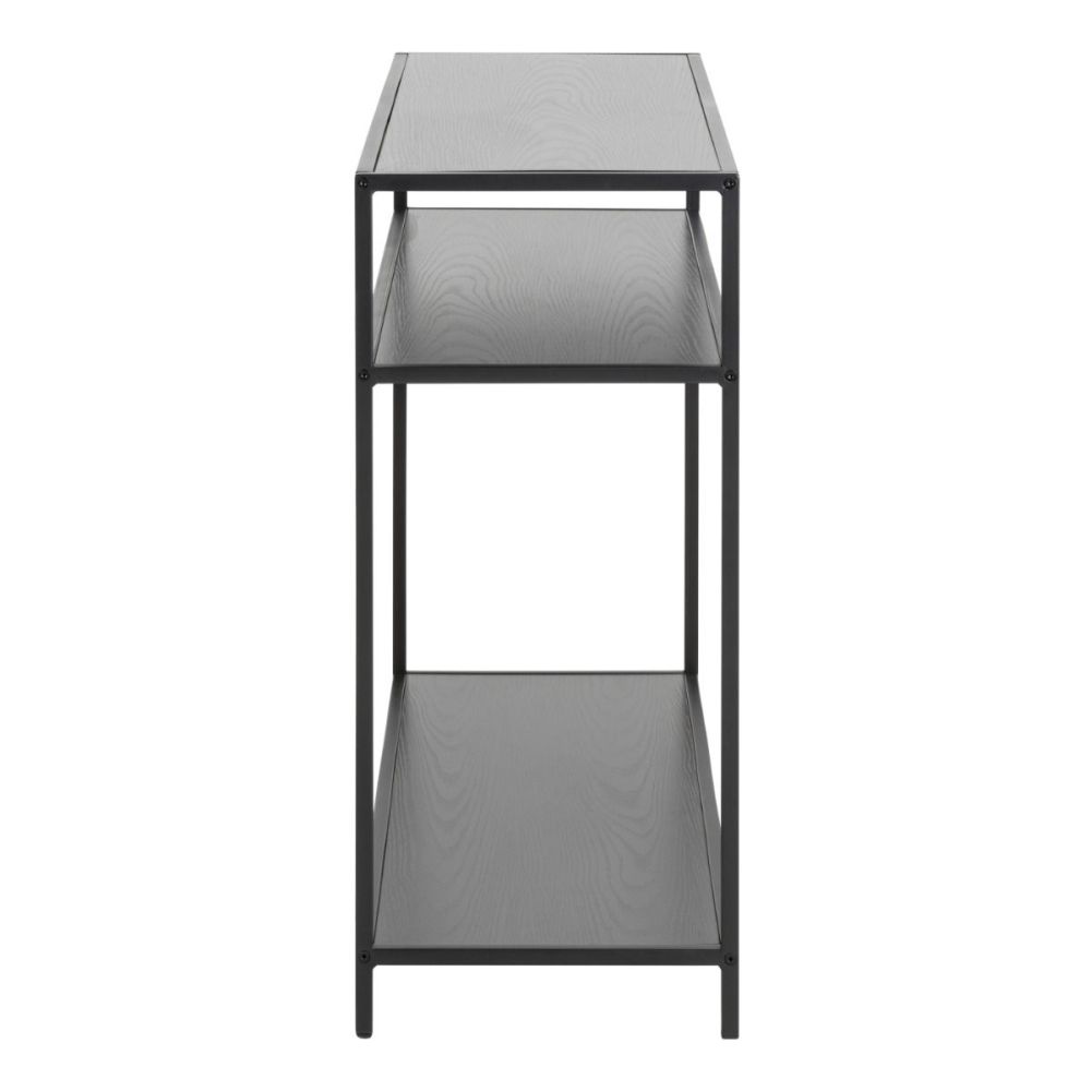 Seaford Black and Oak Console Table with 2 Shelves 