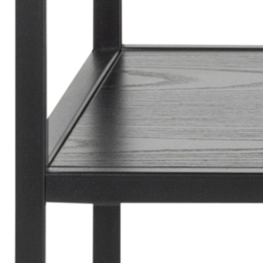 Seaford Black and Oak Console Table with 2 Shelves 