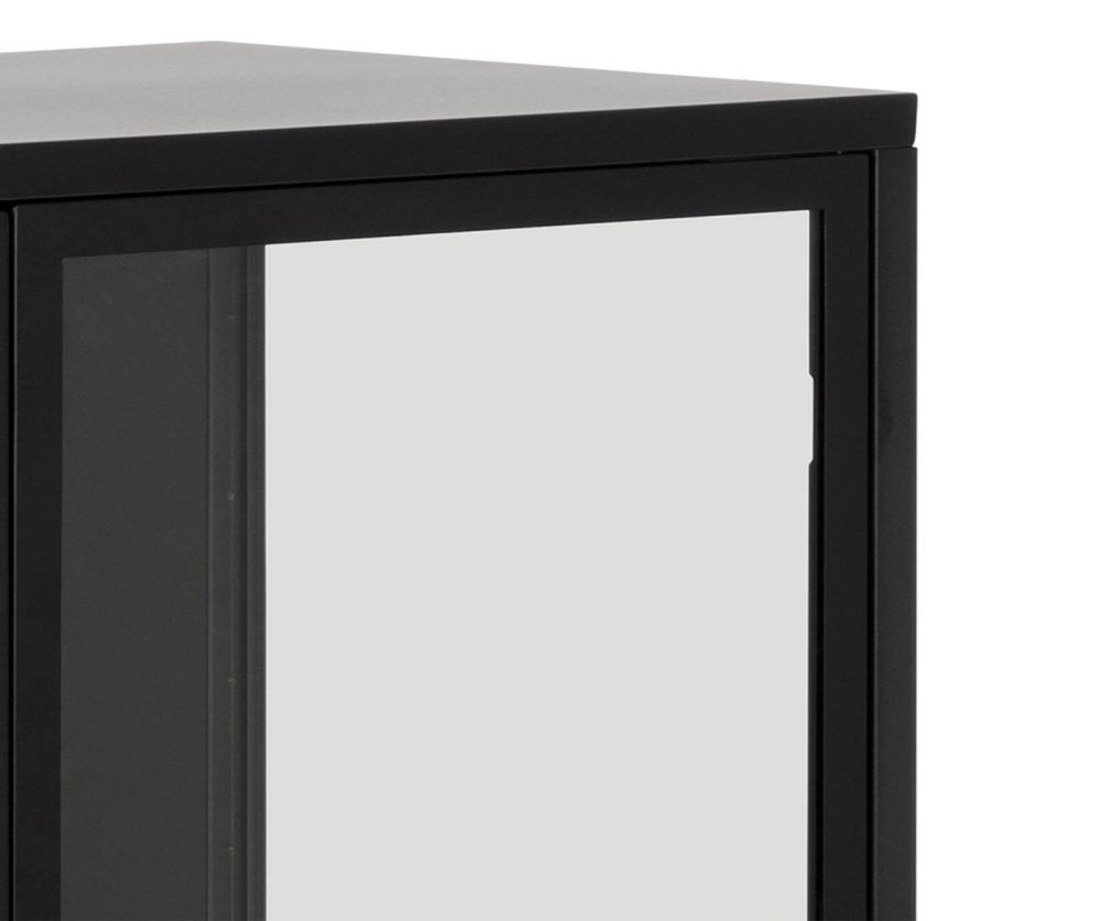 Newcastle Matt Black Low 2 Door Display Cabinet