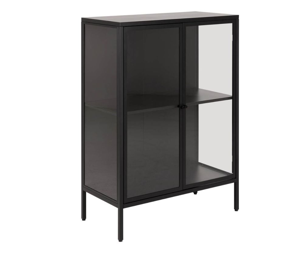 Newcastle Matt Black Low 2 Door Display Cabinet