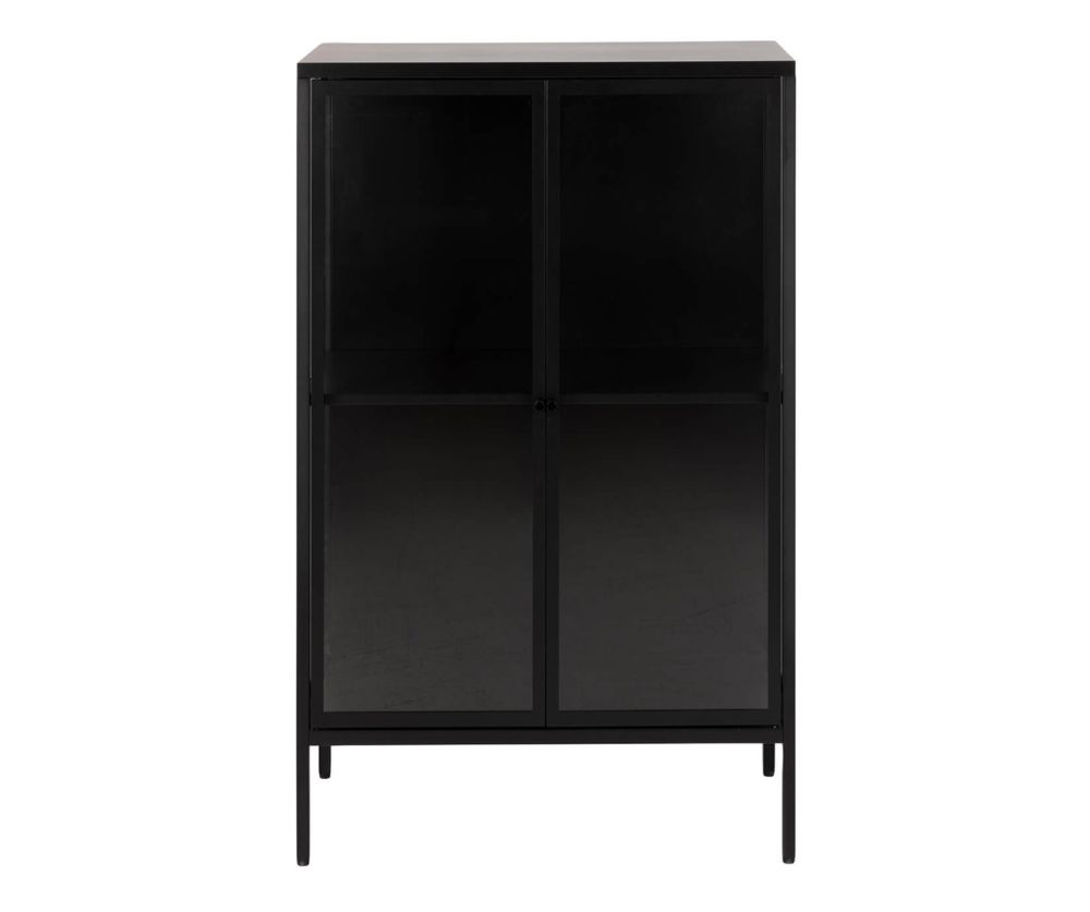 Newcastle Matt Black Low 2 Door Display Cabinet