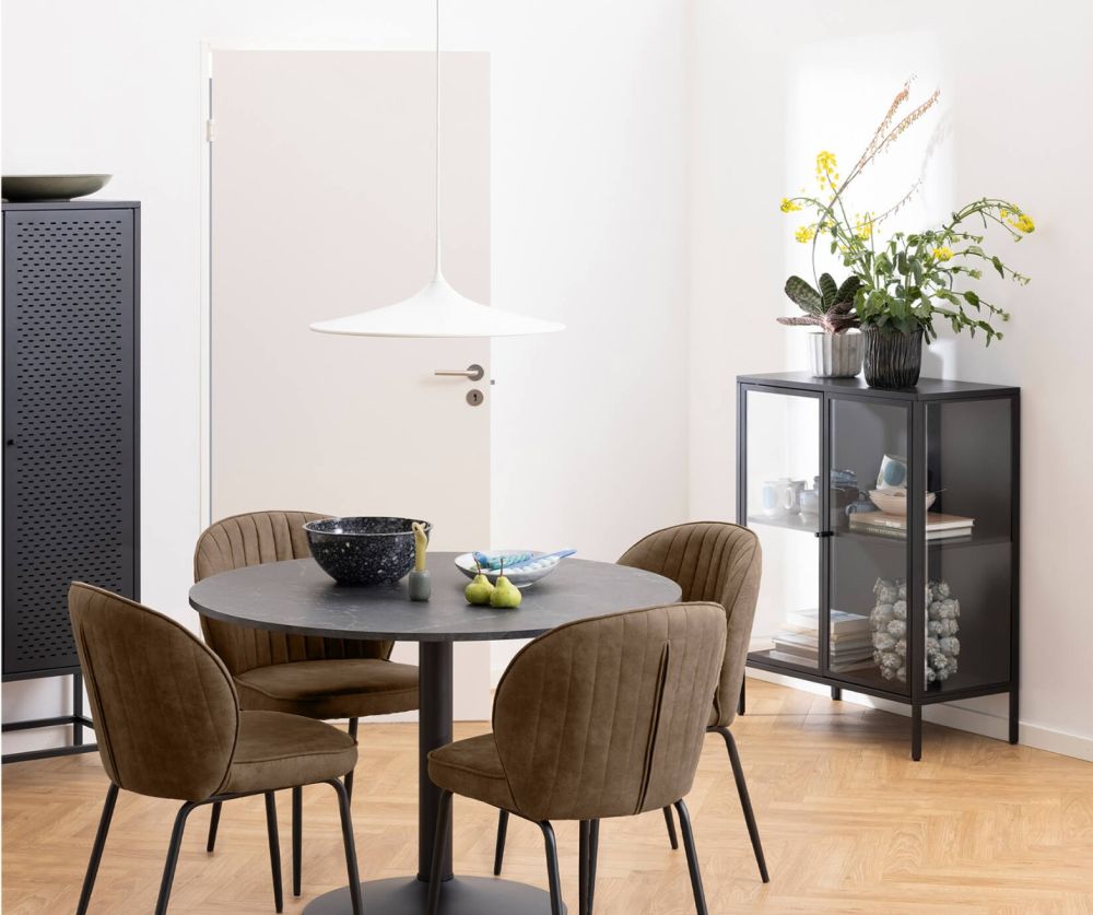 Newcastle Matt Black Low 2 Door Display Cabinet
