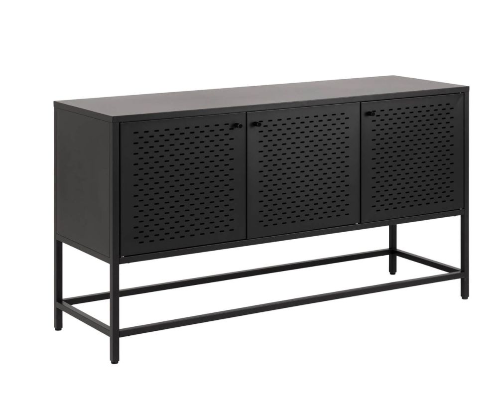 Newcastle Matt Black 3 Door Raised Sideboard 