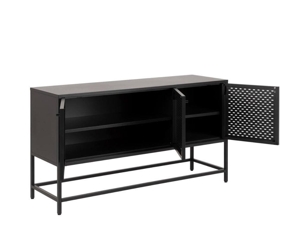 Newcastle Matt Black 3 Door Raised Sideboard 