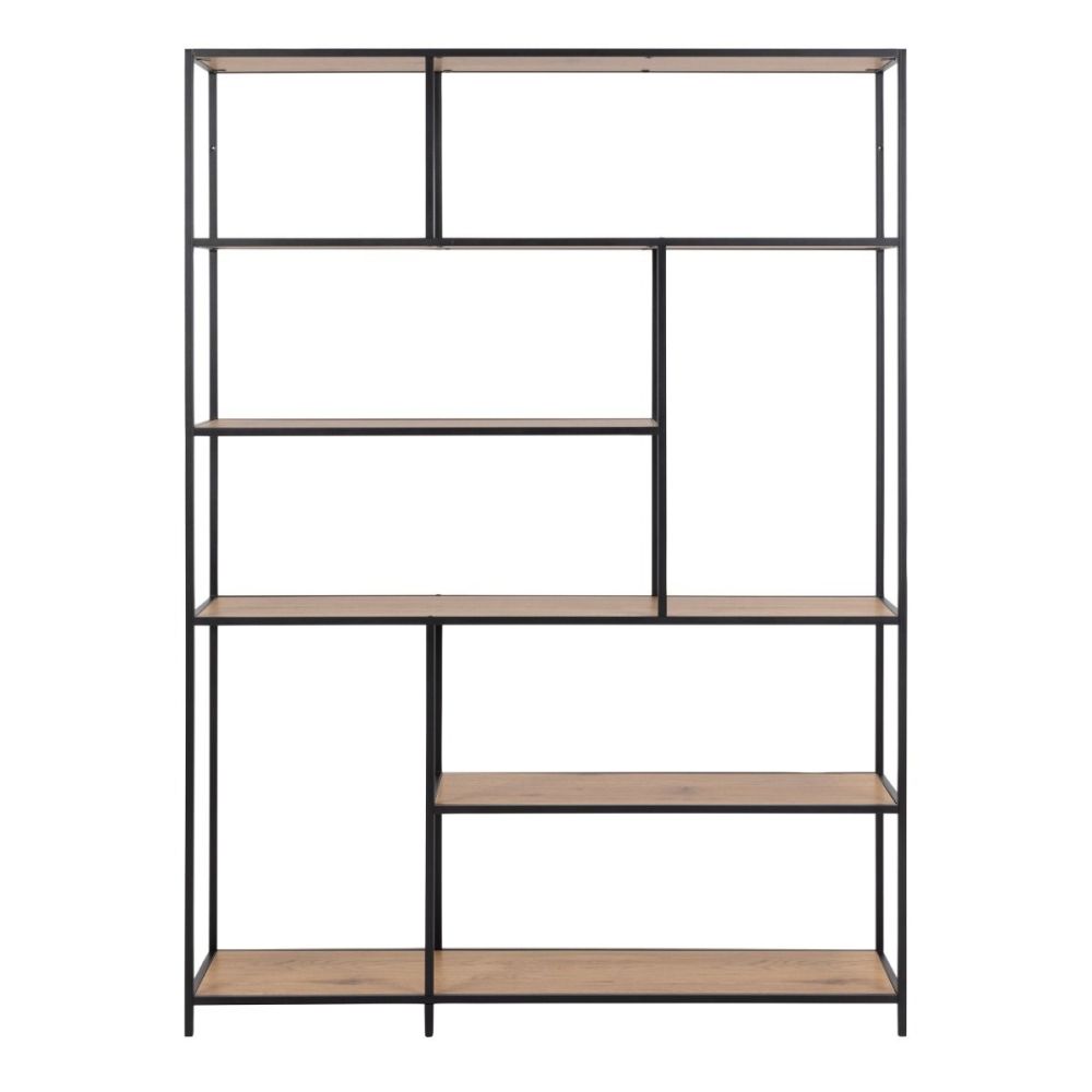 Seaford Black and Oak Bookcase with 1 Drawer and 5 Shelves 
