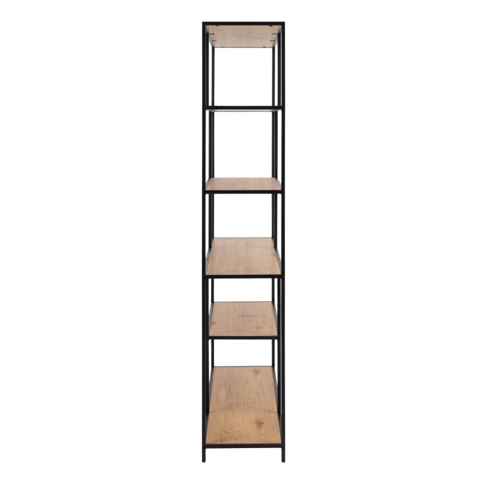 Seaford Black and Oak Bookcase with 1 Drawer and 5 Shelves 