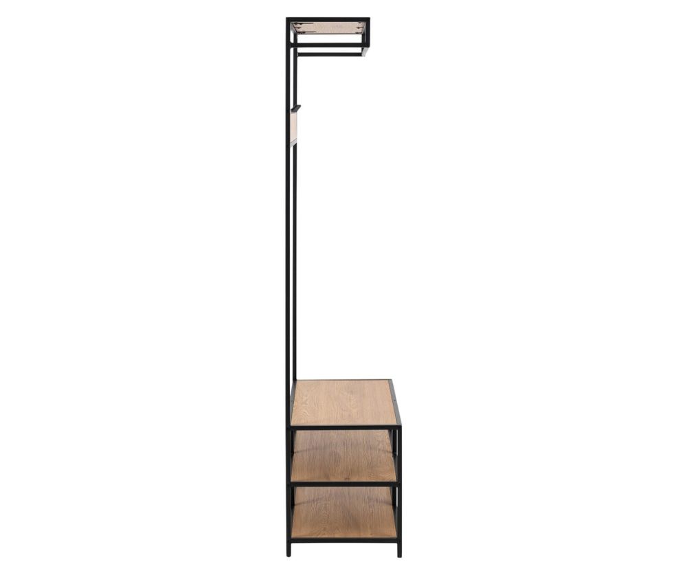 Seaford Black and Oak Clothes Rack with 3 Shelves 