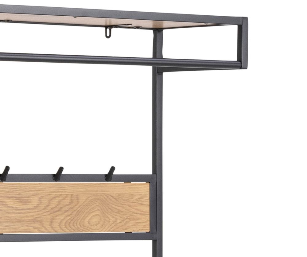 Seaford Black and Oak Clothes Rack with 3 Shelves 