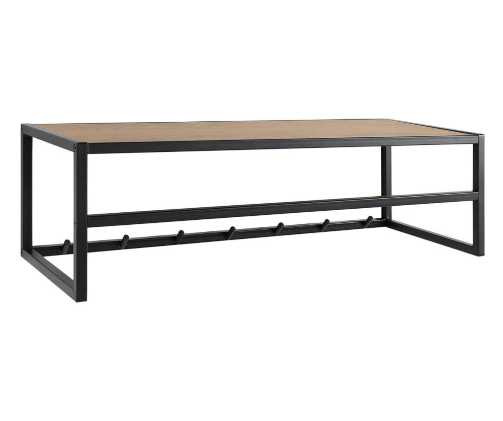 Seaford Black Metal Coat Rack with Oak Top