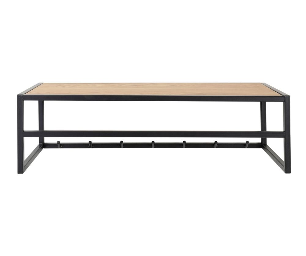 Seaford Black Metal Coat Rack with Oak Top