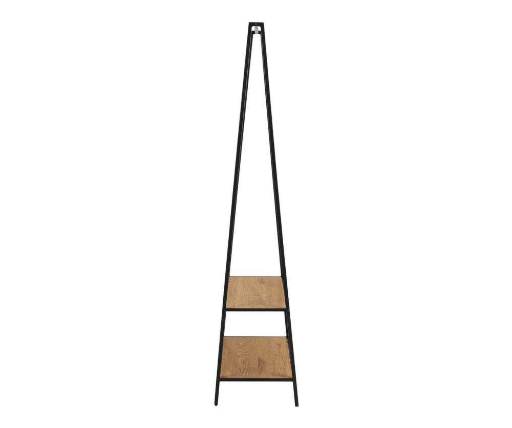 Seaford Black Metal Clothes Rack with 2 Oak Shelves