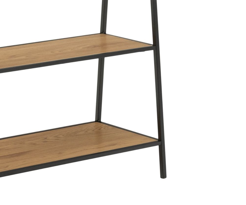 Seaford Black Metal Clothes Rack with 2 Oak Shelves