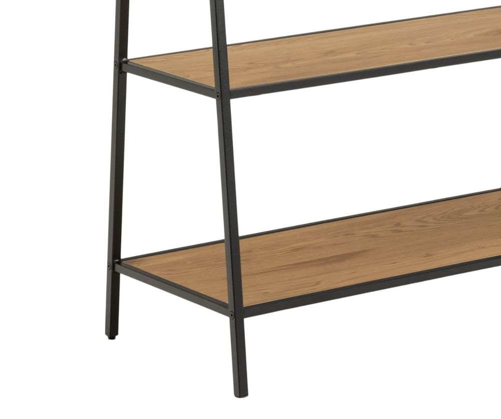 Seaford Black Metal Clothes Rack with 2 Oak Shelves