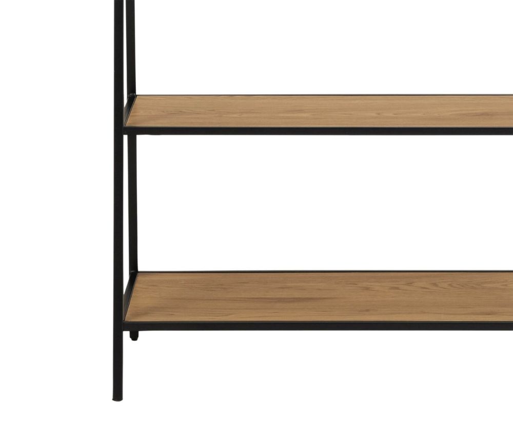 Seaford Black Metal Clothes Rack with 2 Oak Shelves