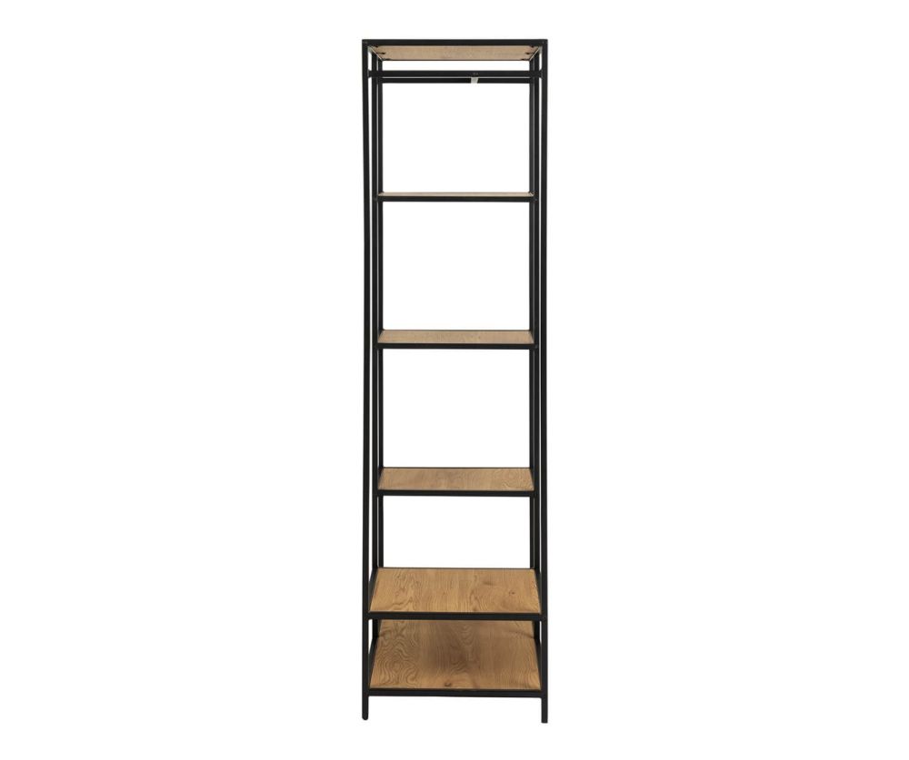 Seaford Black Metal Clothes Rack with 5 Oak Shelves