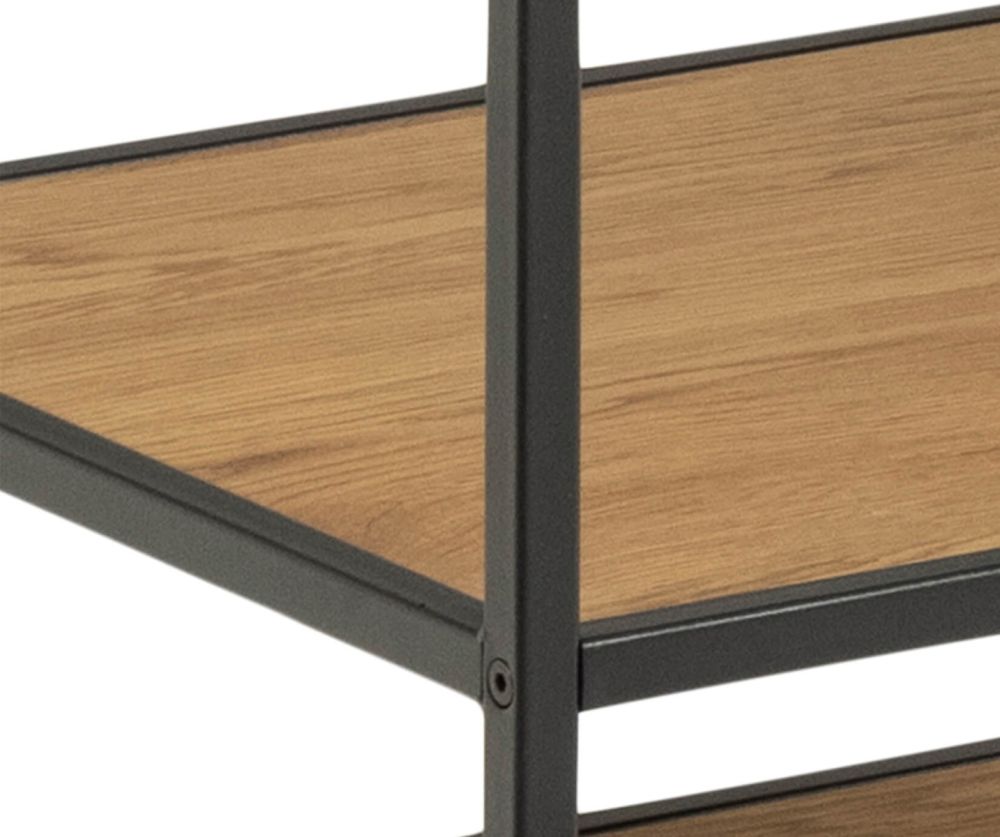 Seaford Black Metal Clothes Rack with 5 Oak Shelves
