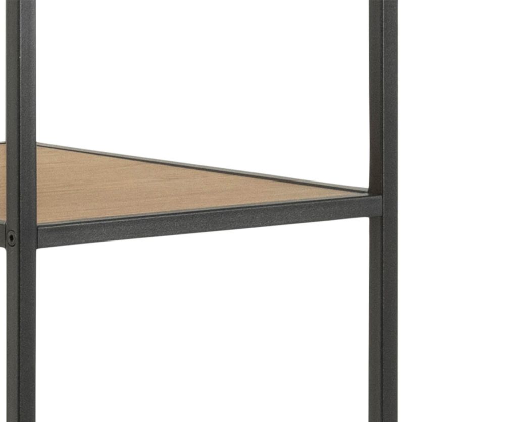 Seaford Black Metal Clothes Rack with 5 Oak Shelves