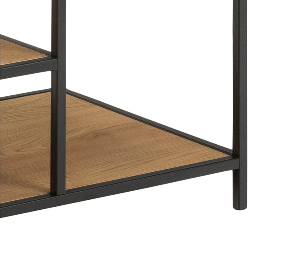 Seaford Black Metal Clothes Rack with 5 Oak Shelves