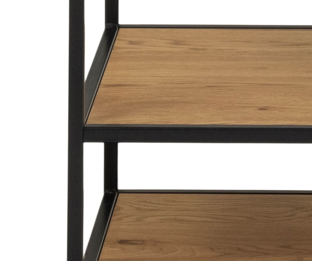 Seaford Black Metal Clothes Rack with 5 Oak Shelves