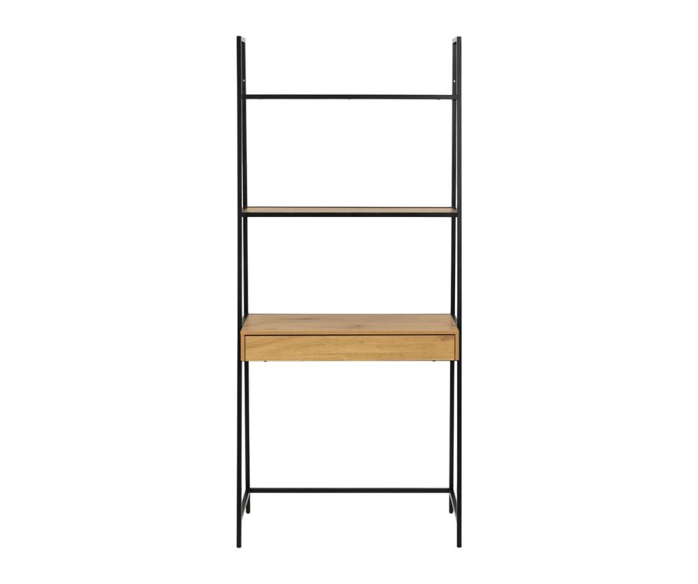 Seaford Black and Oak Bookcase with 1 Drawer 