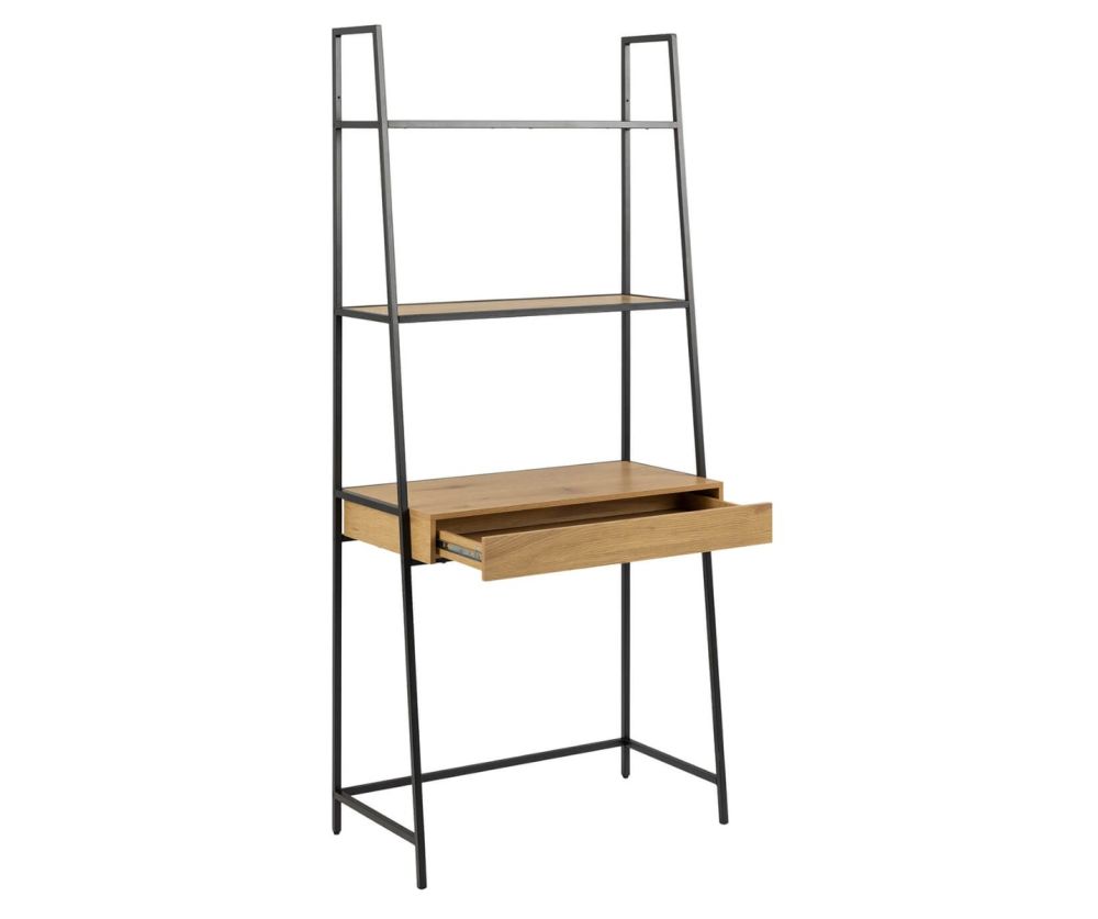 Seaford Black and Oak Bookcase with 1 Drawer 