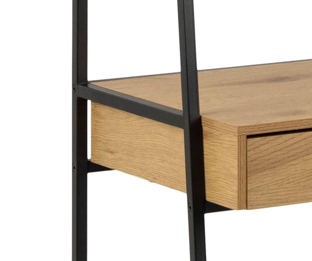 Seaford Black and Oak Bookcase with 1 Drawer 