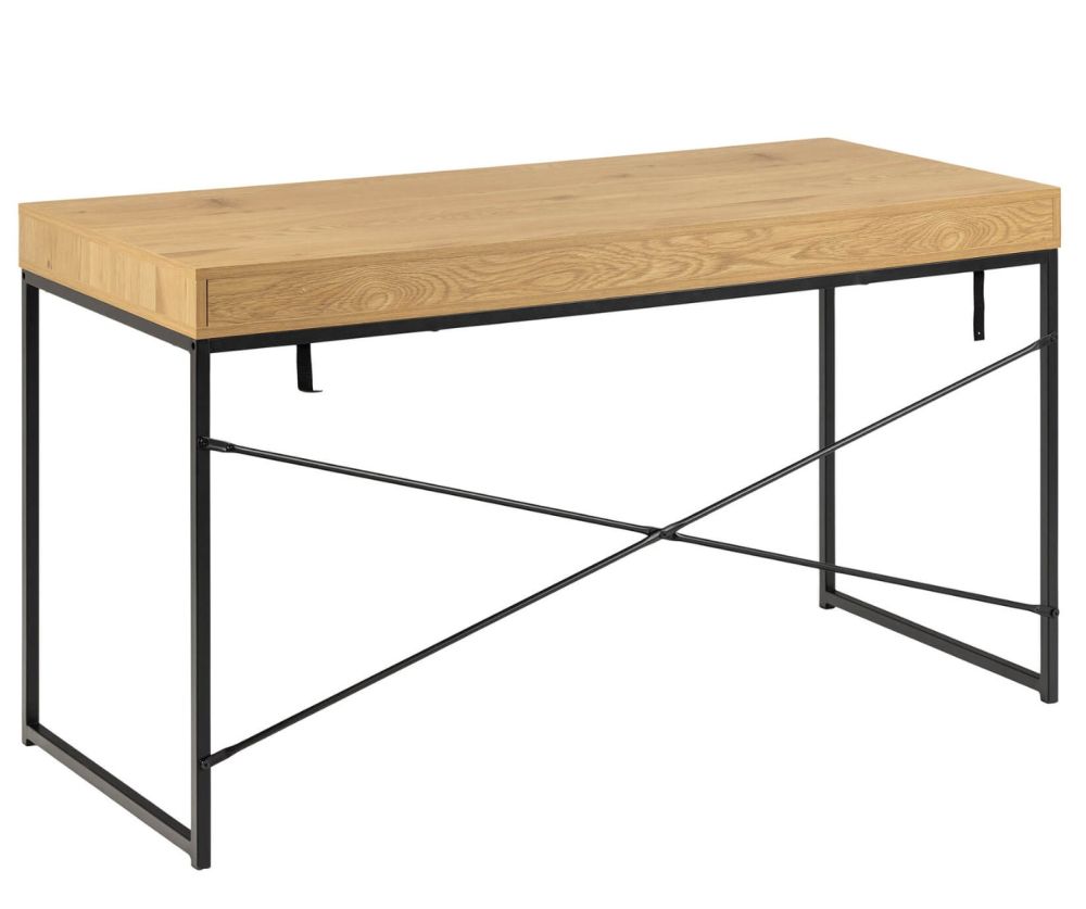 Seaford Black and Oak Office Desk with 1 Drawer