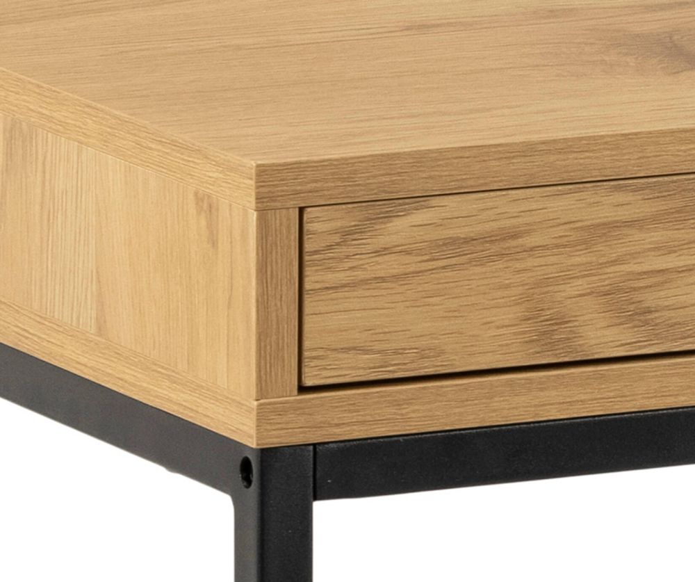 Seaford Black and Oak Office Desk with 1 Drawer