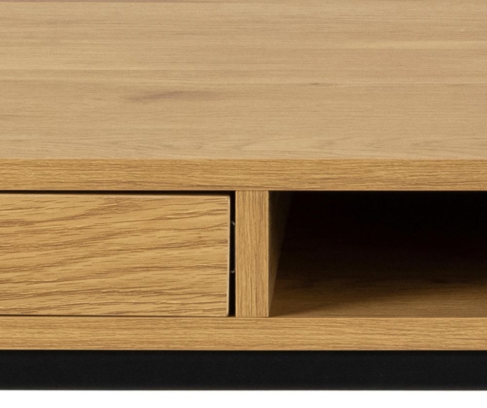 Seaford Black and Oak Office Desk with 1 Drawer