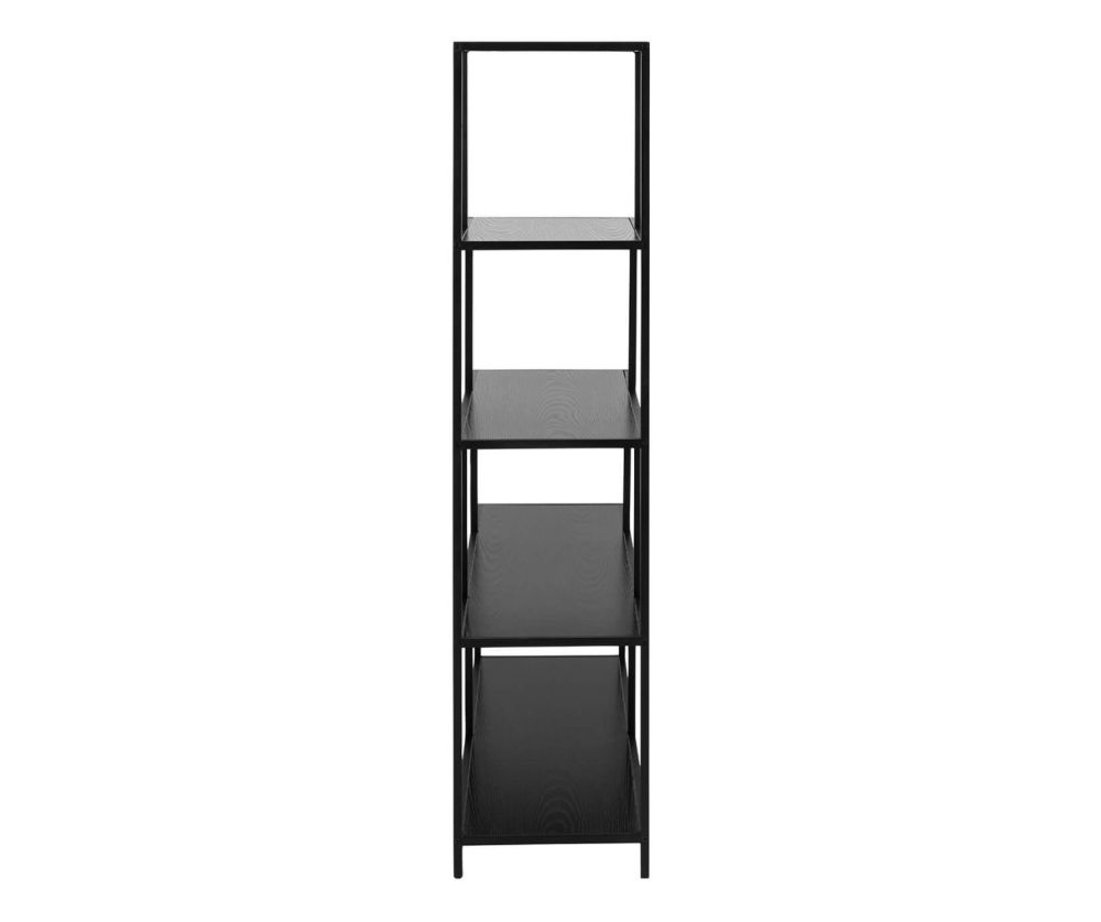 Seaford Black and Oak Bookcase with 4 Shelves and 1 Drawer 
