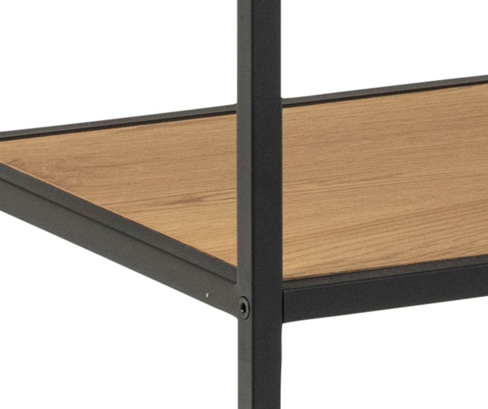 Seaford Black and Oak Bookcase with 4 Shelves and 1 Drawer 