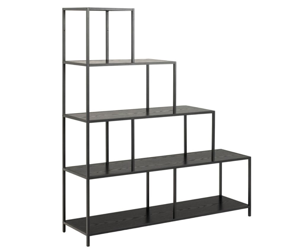 Seaford Black Bookcase with 4 Shelves and 1 Drawer 