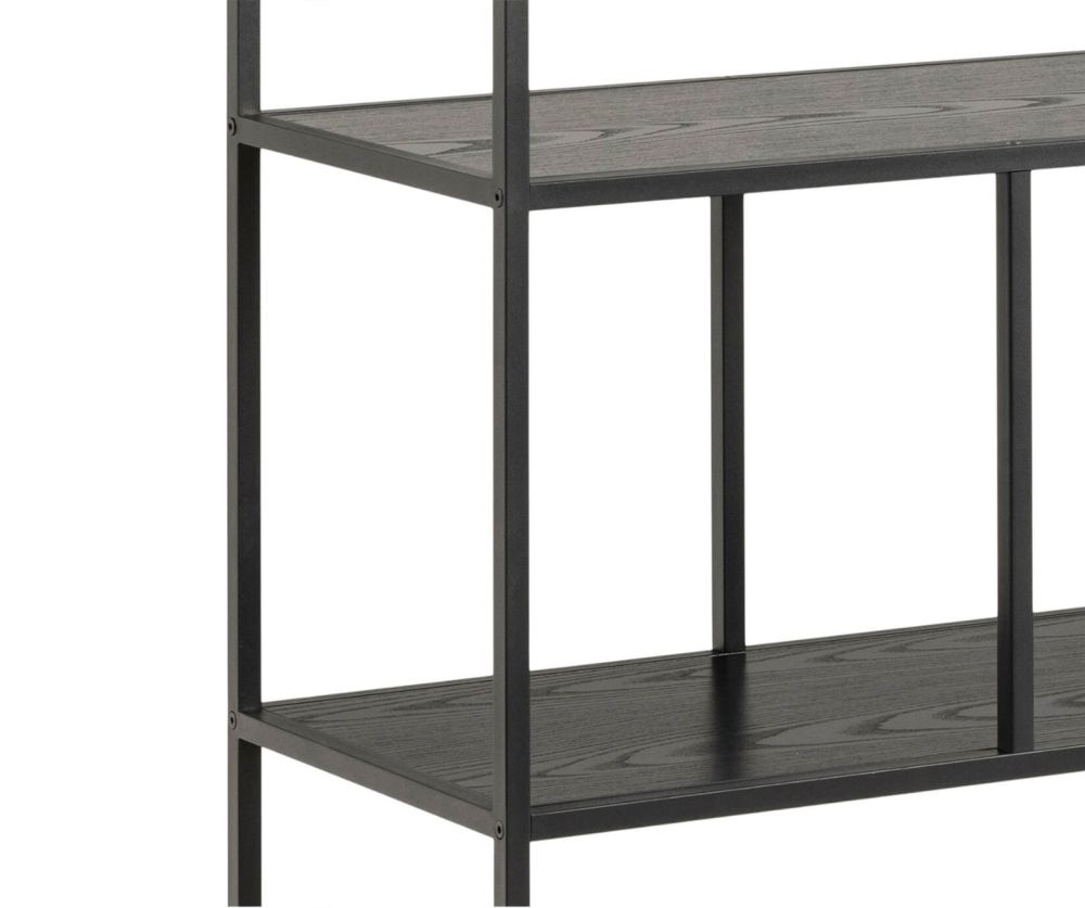 Seaford Black Bookcase with 4 Shelves and 1 Drawer 