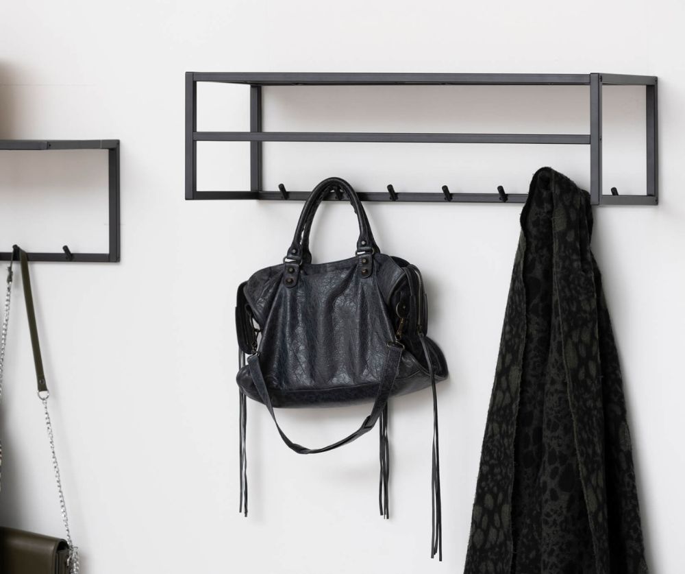 Seaford Black and Oak Coat Rack 