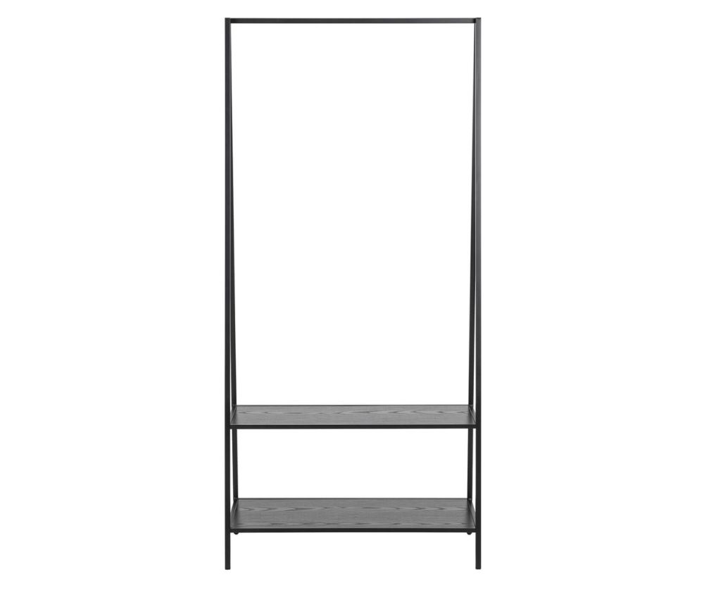 Seaford Black Clothes Rack with 2 shelves 