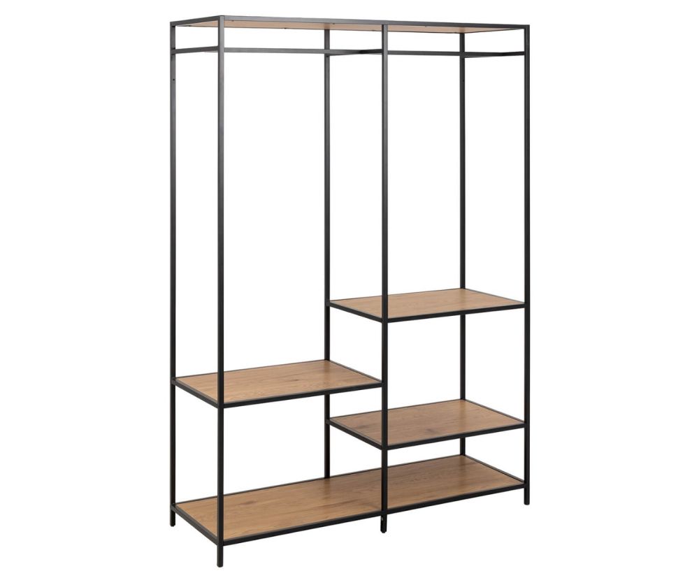 Seaford Black and Oak Clothes Rack with 4 Shelves 