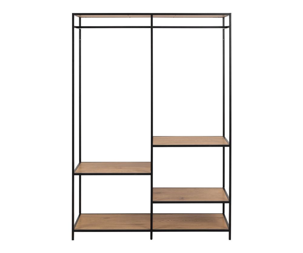 Seaford Black and Oak Clothes Rack with 4 Shelves 