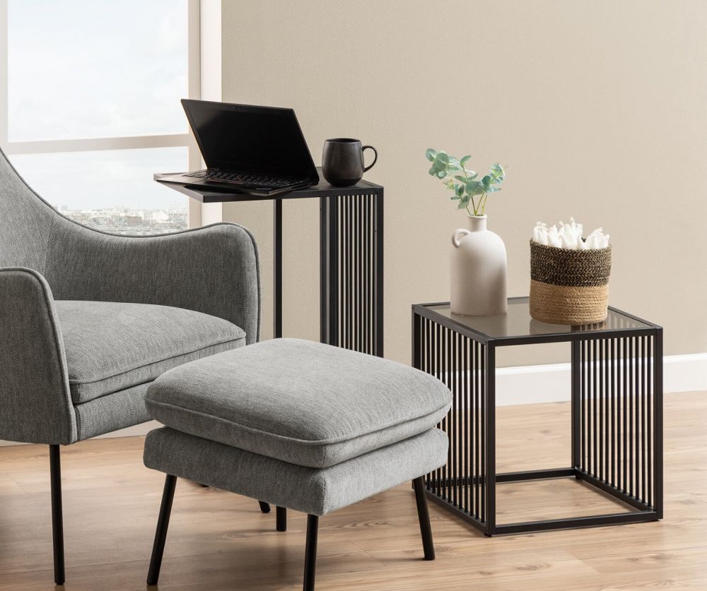 Strington Glass and Black Side Table