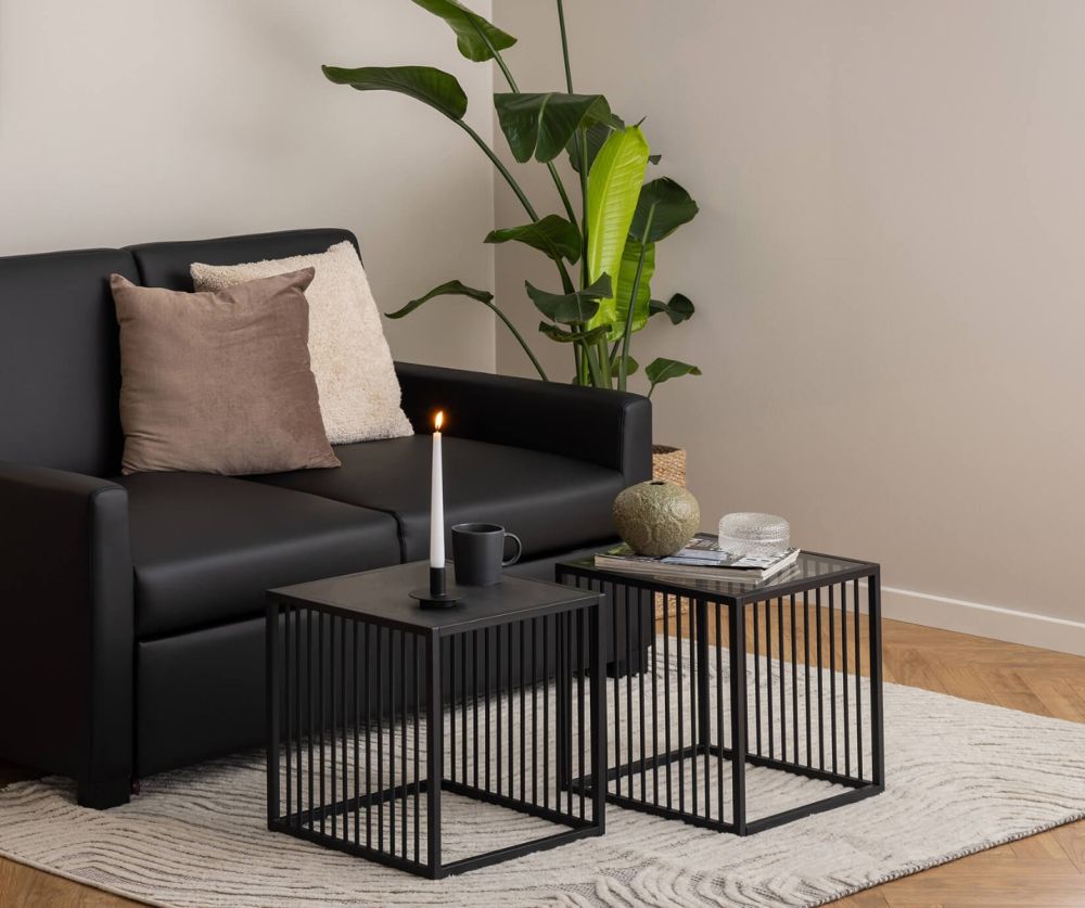 Strington Glass and Black Side Table