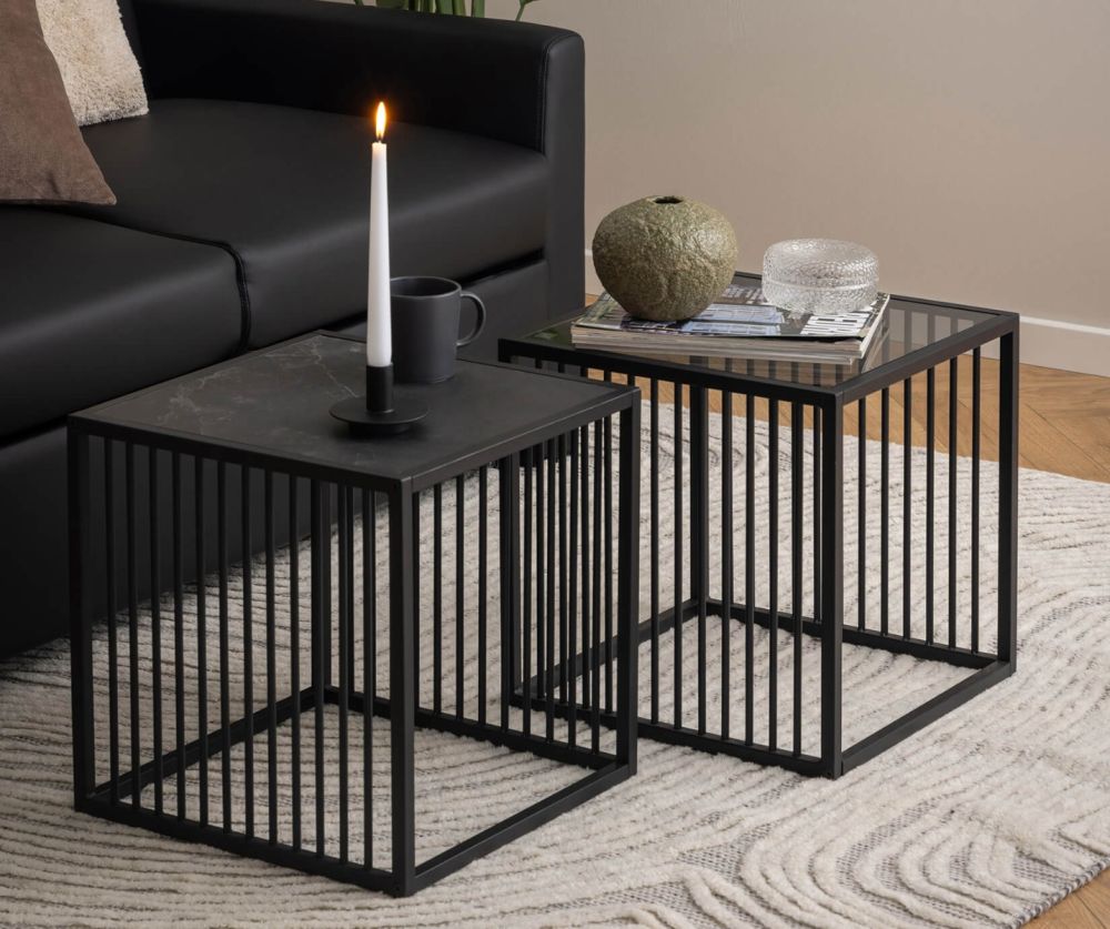 Strington Glass and Black Side Table