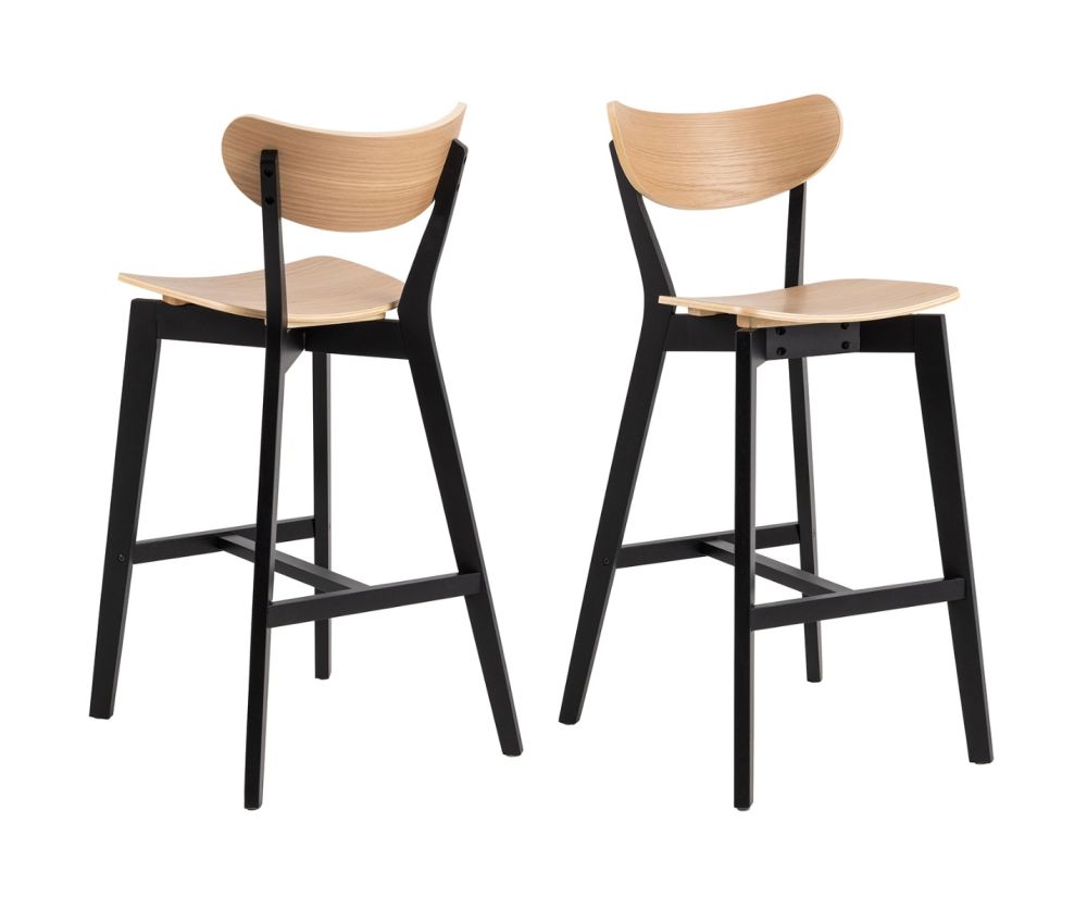 Roxby Black and Oak Bar Stool Set of 2