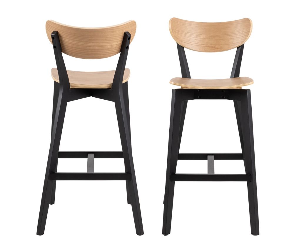 Roxby Black and Oak Bar Stool Set of 2
