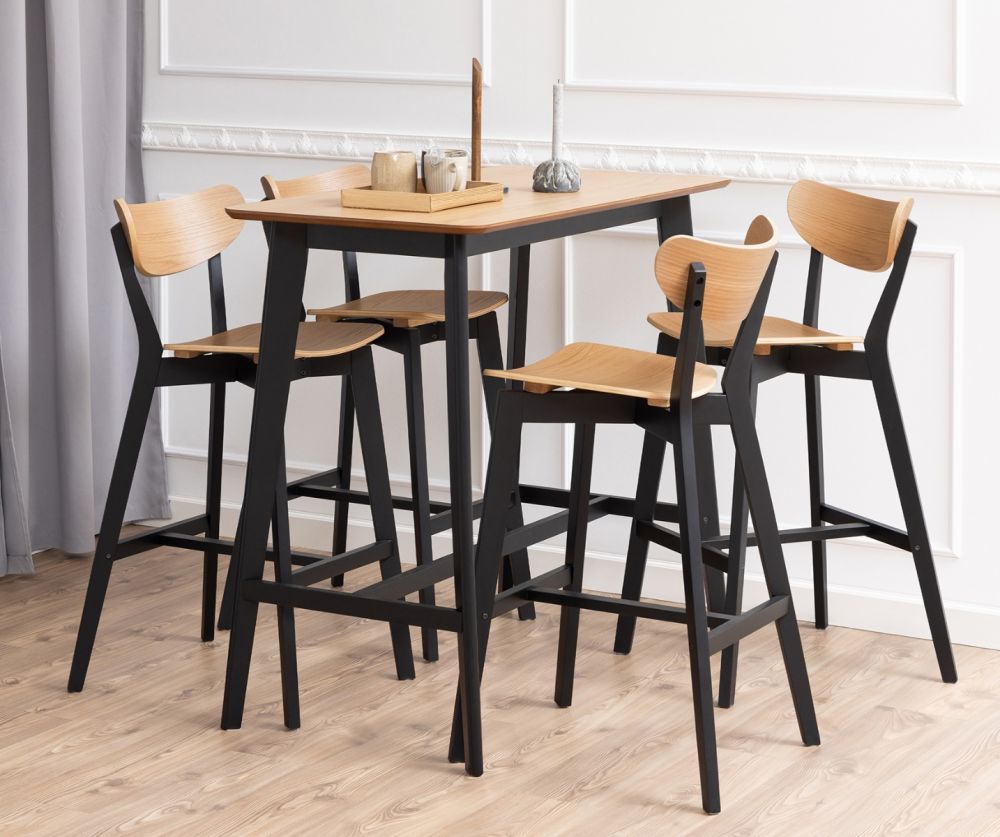 Roxby Black and Oak Bar Stool Set of 2